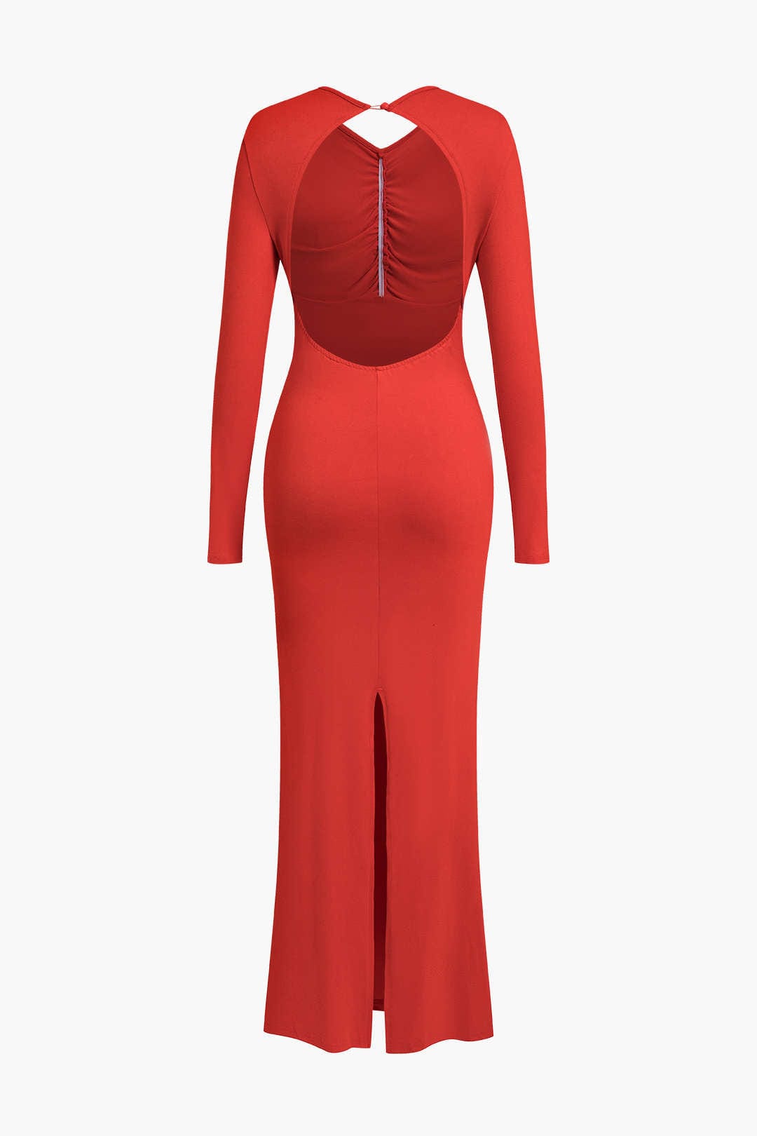 Elegantes Maxikleid Langarm Rückenfrei Blumenmuster Damenkleid