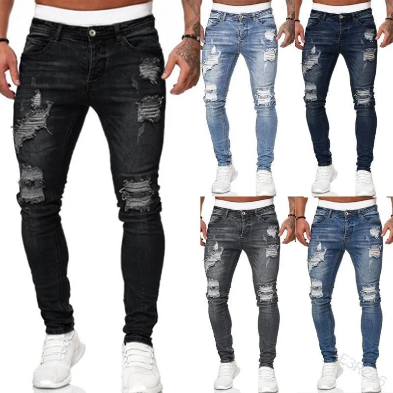 Herrenjeans Slim Fit Stretch Rissig - BerlinGlamour
