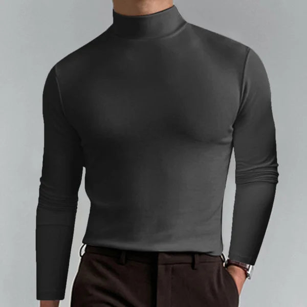 Rollkragen - Langarm-Pullover mit schmaler Passform für Männer-Grau-M-Chaps Herrenmode