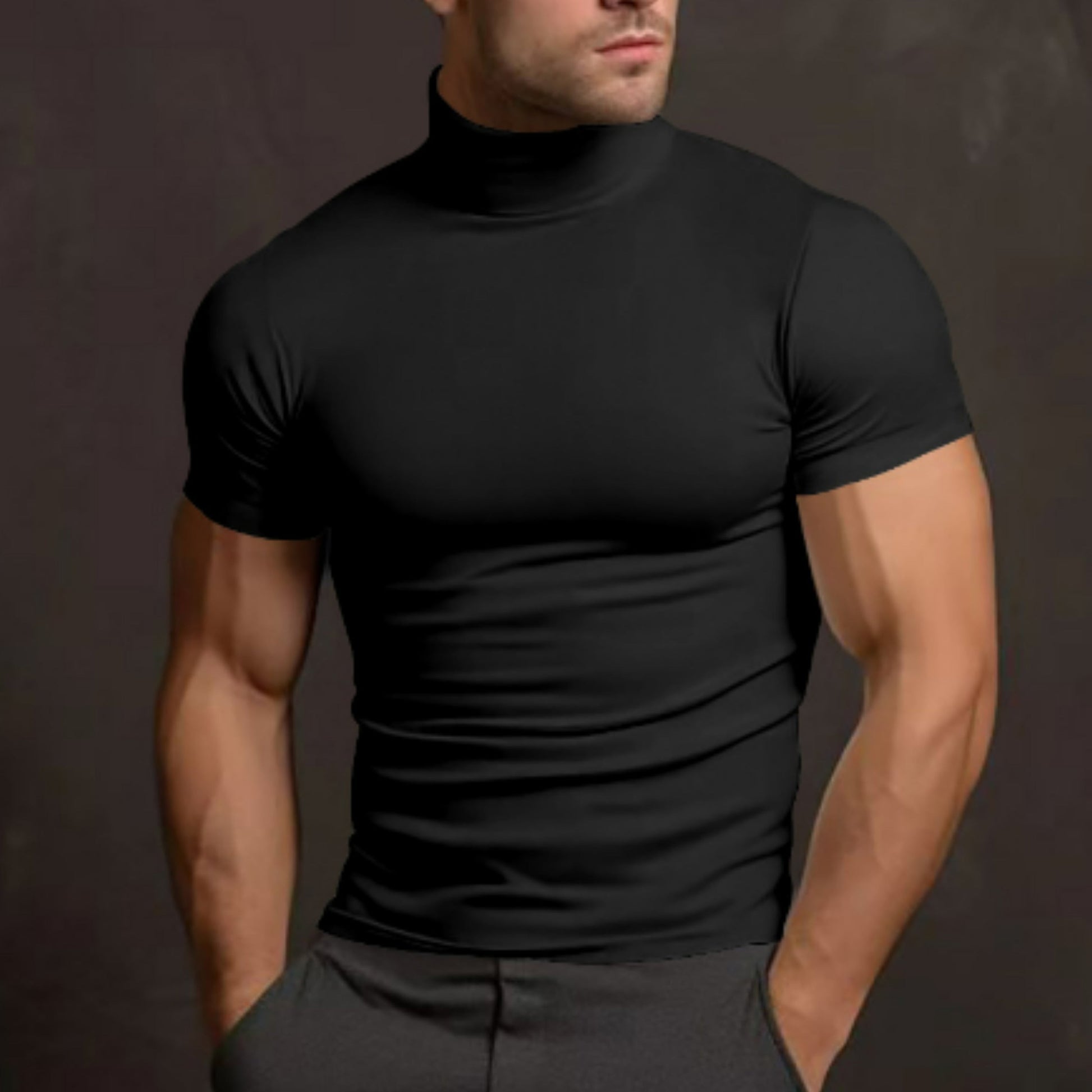 Herren Pullover Rollkragen Slim Fit Kurzarm - BerlinGlamour