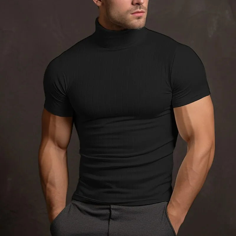 Herren T-Shirt Rollkragen Slim Fit Kurzarm - BerlinGlamour