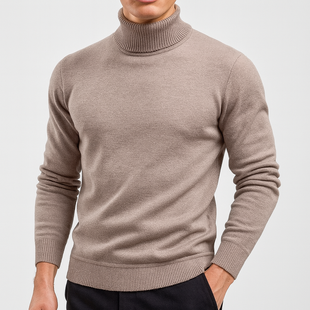 Einfacher Herren Rollkragenpullover Strick Schwarz - BerlinGlamour