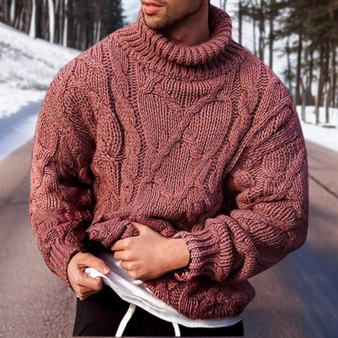 Grobstrick Rollkragenpullover Herren Zopfmuster - BerlinGlamour