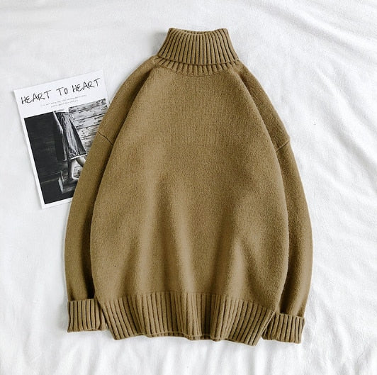 Rollkragenpullover - Herren Rollkragenpullover in Übergröße Strickpullover-Dunkelbeige-M-Chaps Herrenmode