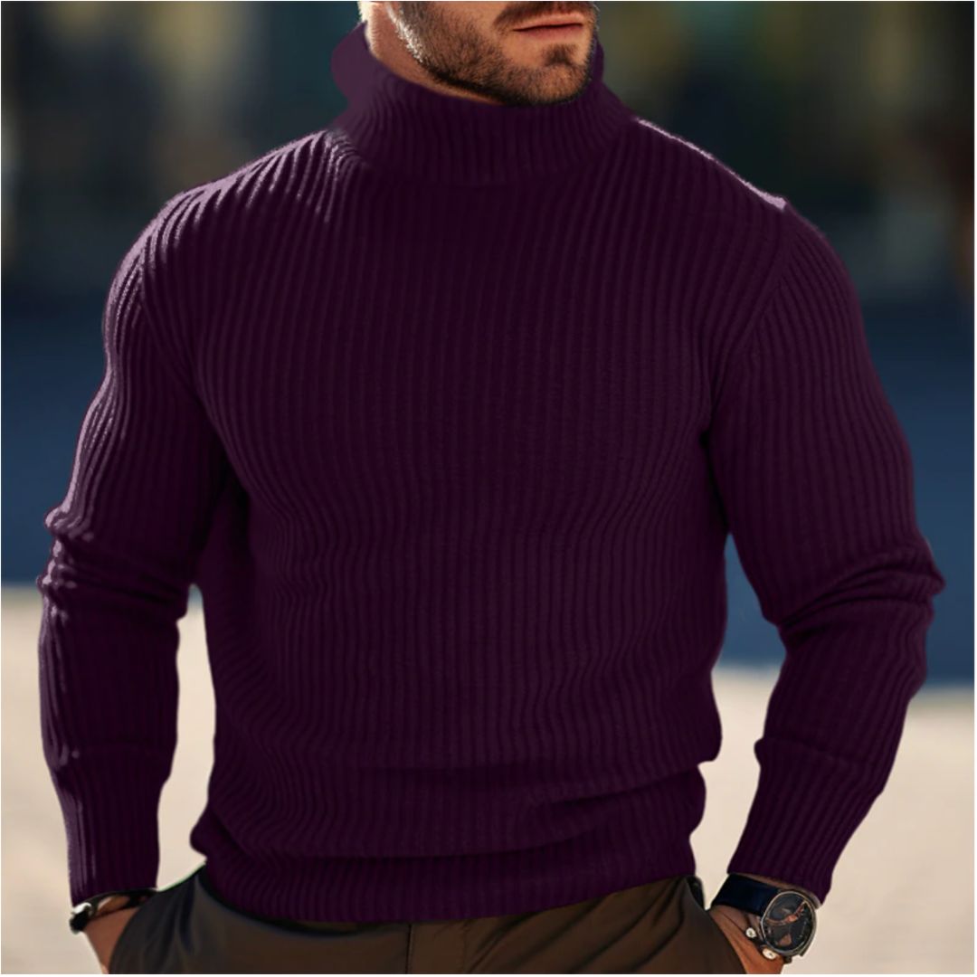 Herren Rollkragenpullover Langarm Strick - BerlinGlamour