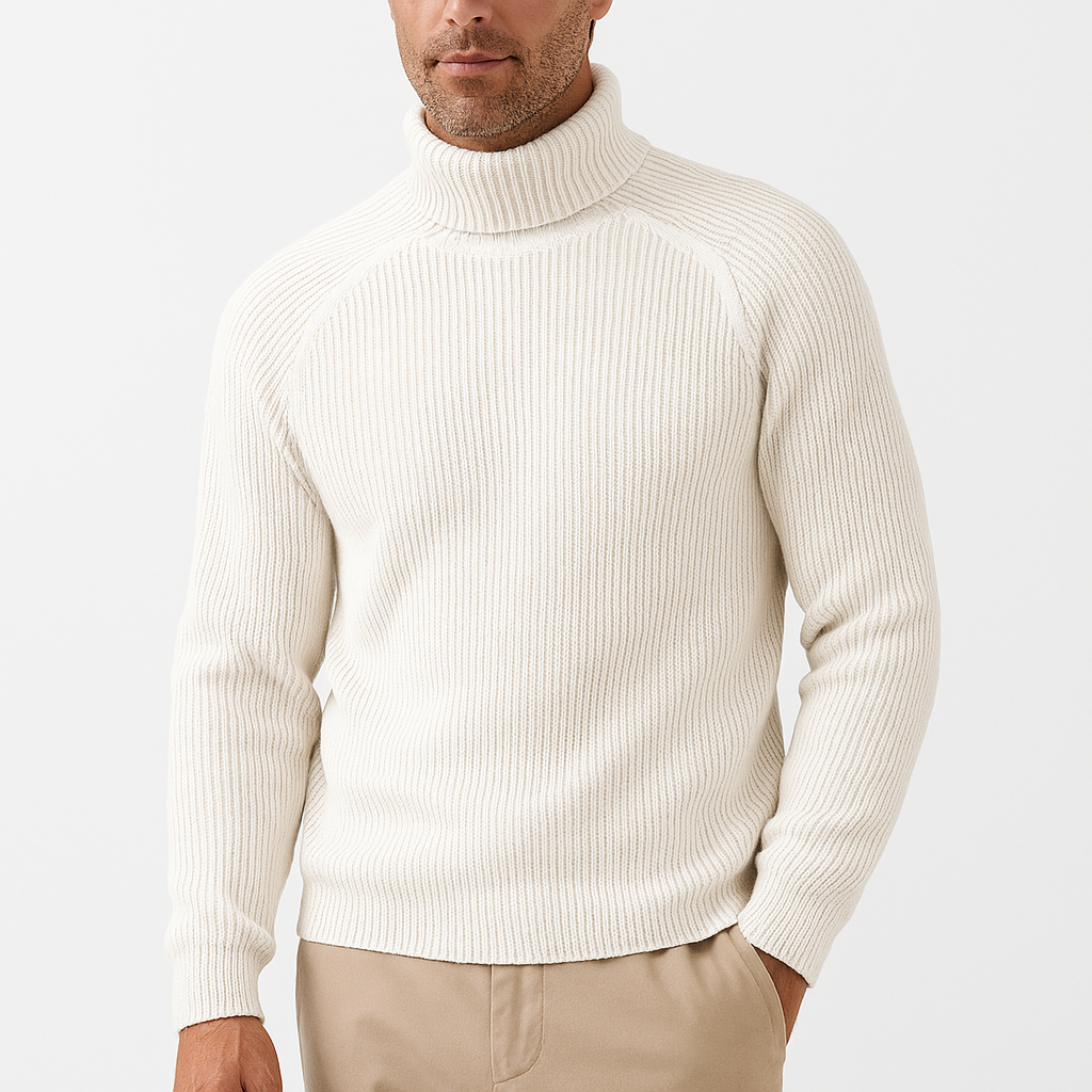 Männer Rollkragenpullover Aus Rippenstrick - BerlinGlamour