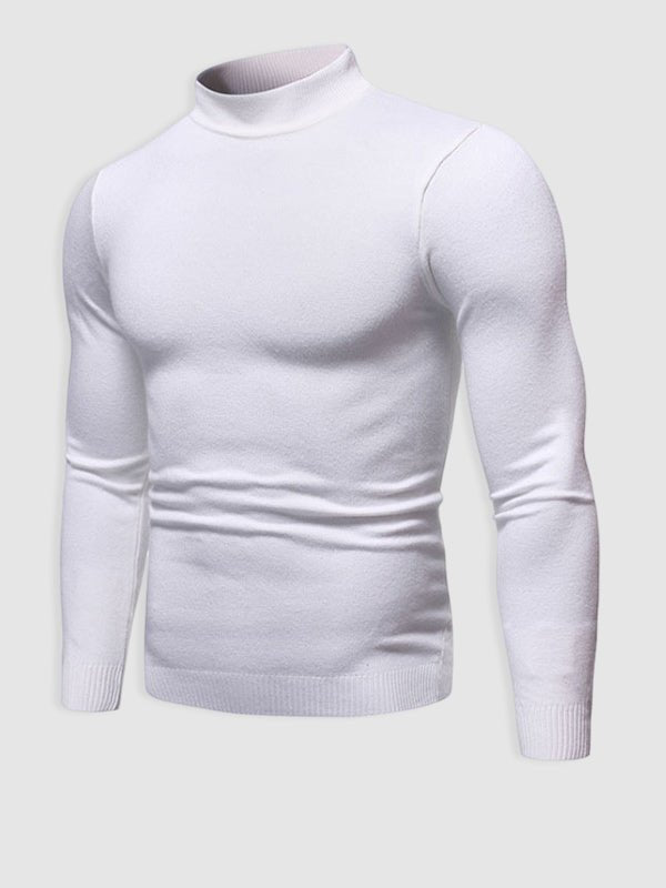 Rollkragenpullover – Schlank geschnittener Strickpullover mit hohem Kragen für Männer-Khaki-L-Chaps Herrenmode