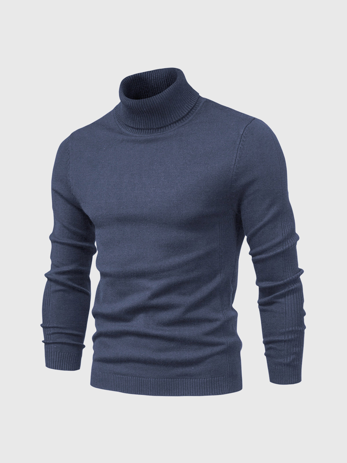 Rollkragenpullover – Schmal geschnitten – Rollkragen – Strickpullover – Herrenpullover-Blau-S-Chaps Herrenmode