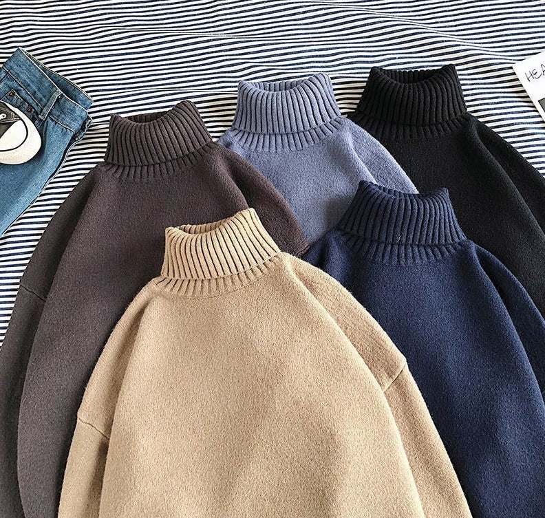 Warme Herren Strickpullover Loose Fit Winter Rollkragen - BerlinGlamour