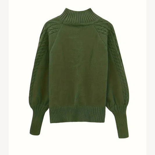 Rollkragenpullover mit Zopfmuster für Damen 0