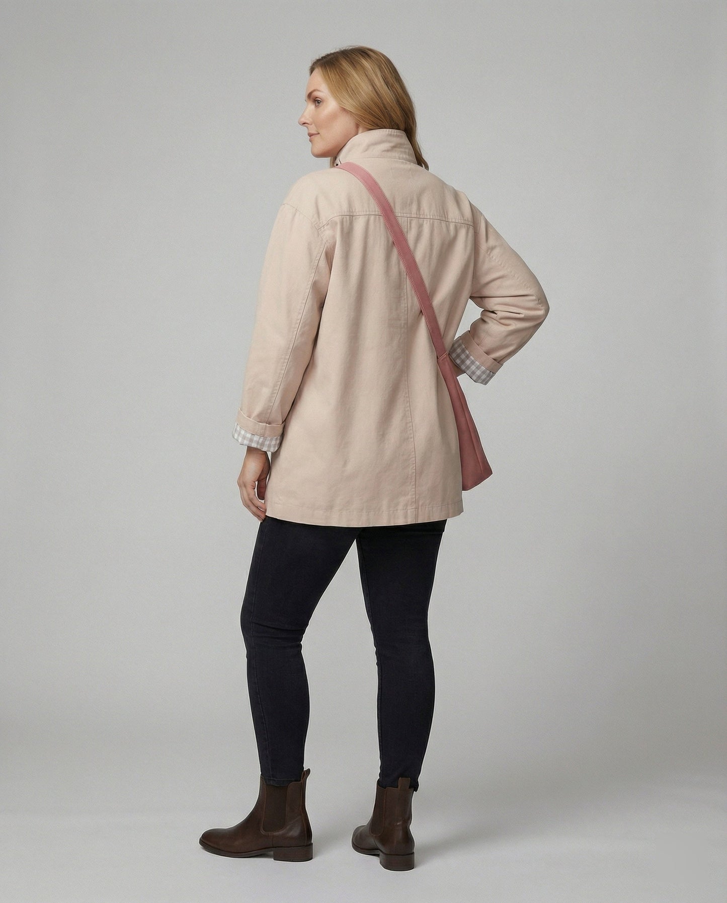 Damen Trenchcoat Rosa Kurz Herbstjacke Modisch Locker
