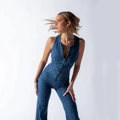 Damen Overall Jeans Trendy Elegant