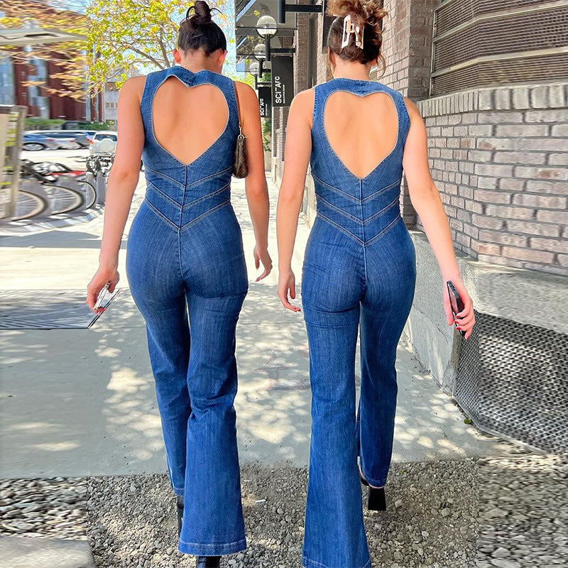 Damen Overall Jeans Trendy Elegant