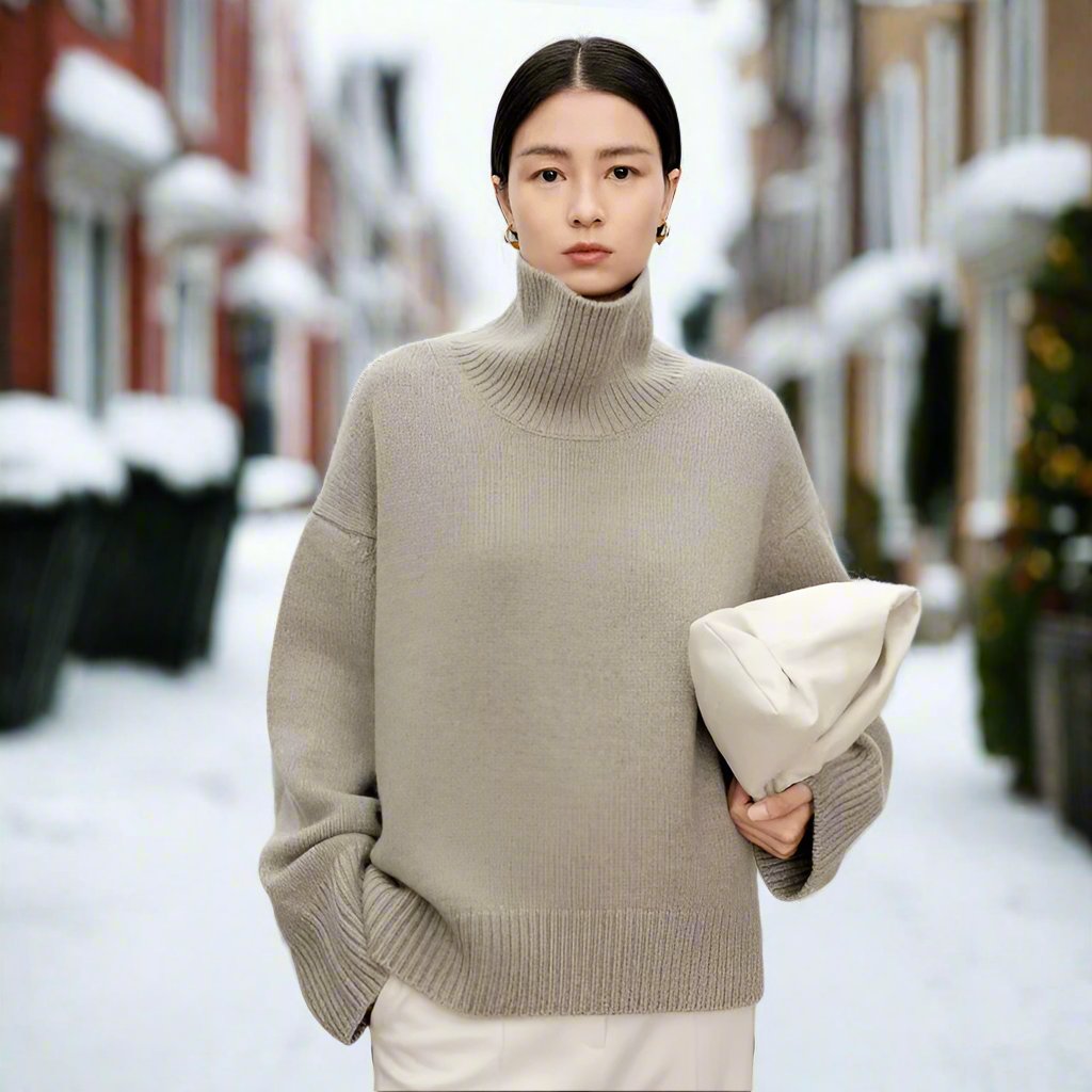 Weiche Wollpullover Damen Oversized Rollkragen