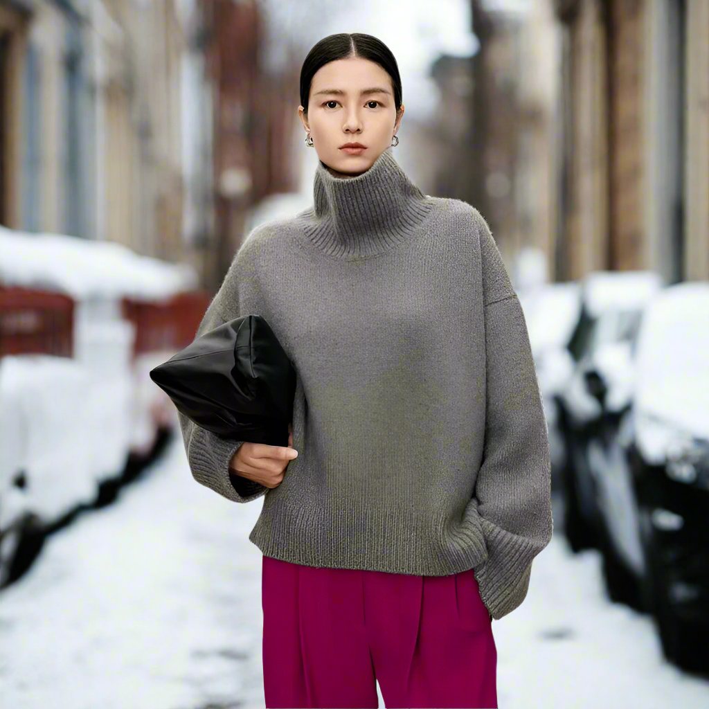 Weiche Wollpullover Damen Oversized Rollkragen
