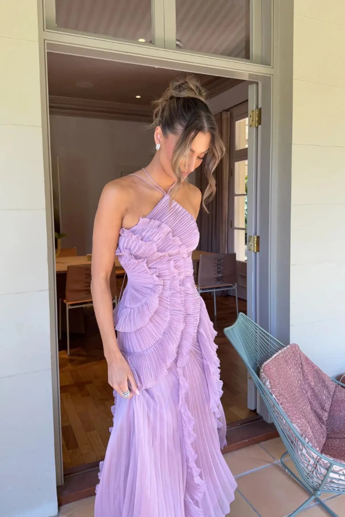 Damenkleid Plissiert Neckholder Sommerkleid