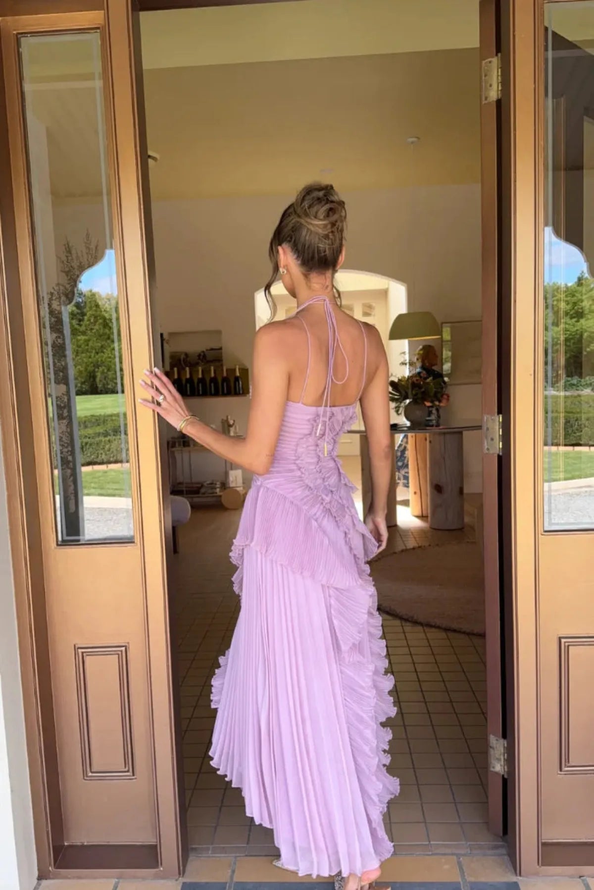 Damenkleid Plissiert Neckholder Sommerkleid