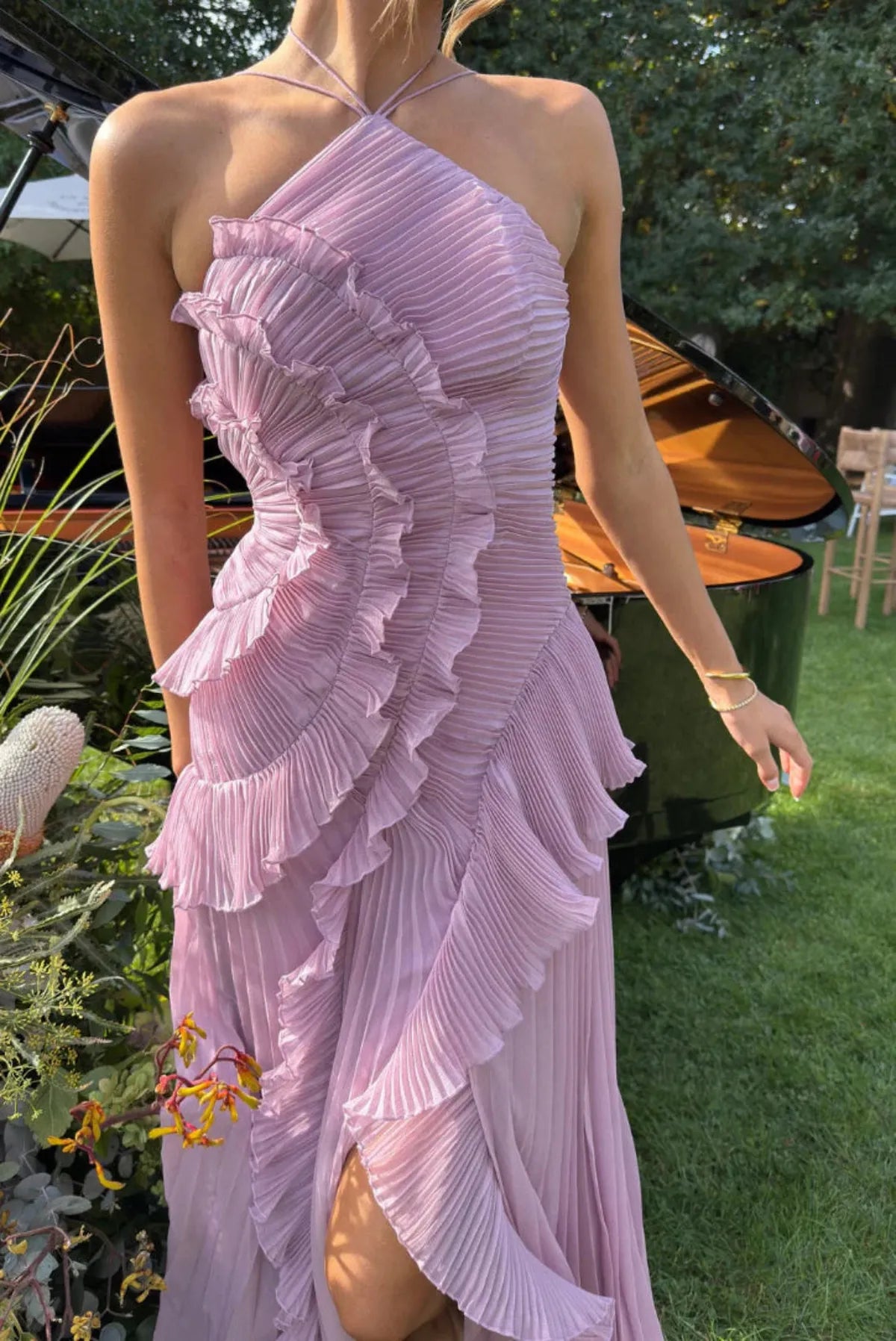 Damenkleid Plissiert Neckholder Sommerkleid