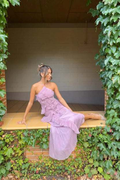 Damenkleid Plissiert Neckholder Sommerkleid