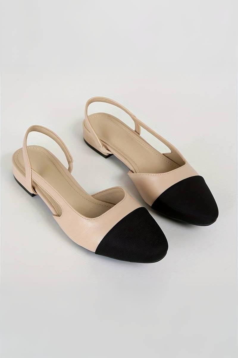 Elegante Damen-Slingbacks Beige Schwarz Klassisch