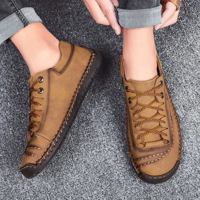Herren Leder Schuhe Braun Casual