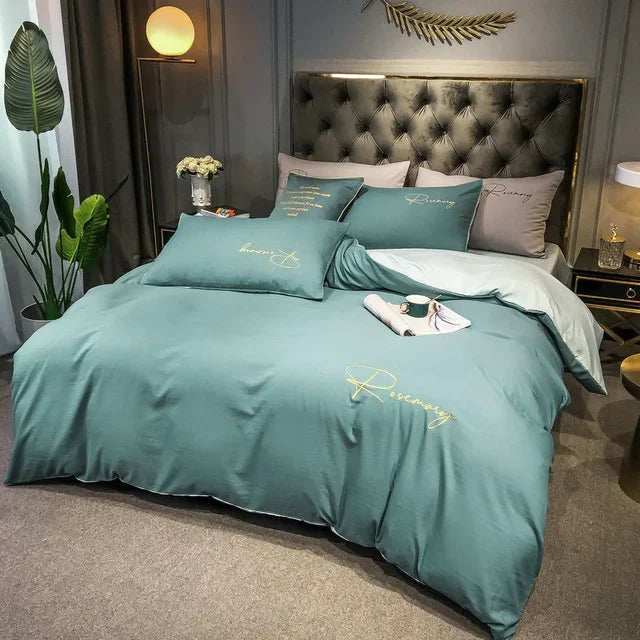 Luxus Bettwäsche mit Stickdesign Elegante Schlafzimmer