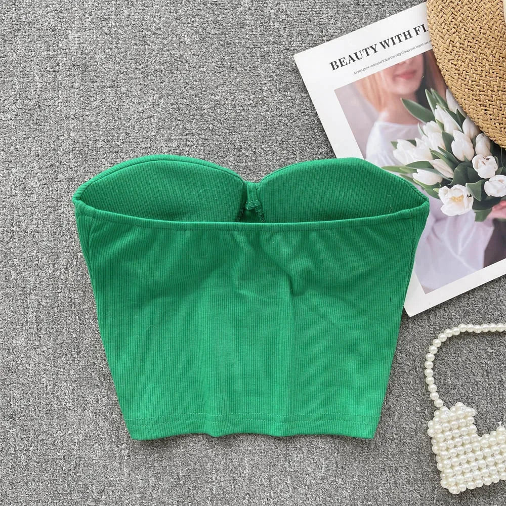 Damen Bustier-Top mit Rippenstruktur und Push-Up-Effekt