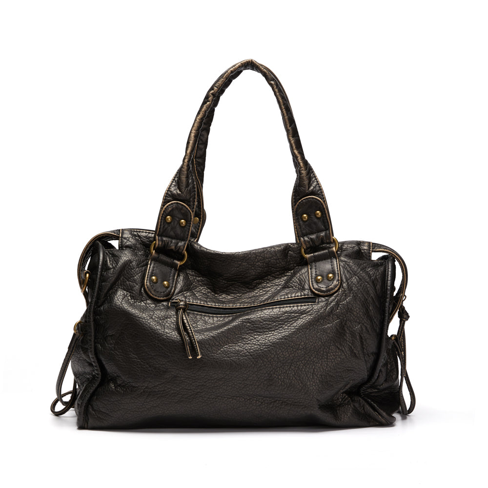 Elegante Lederhandtasche Schwarz Damen