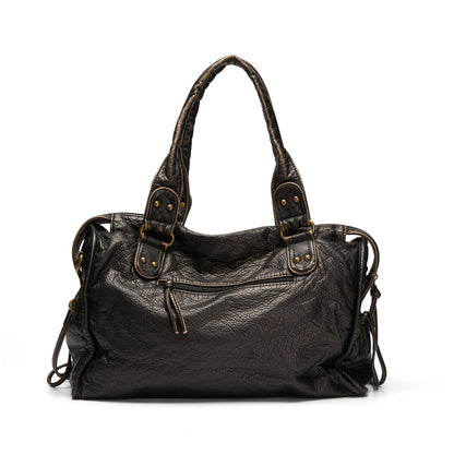 Elegante Lederhandtasche Schwarz Damen