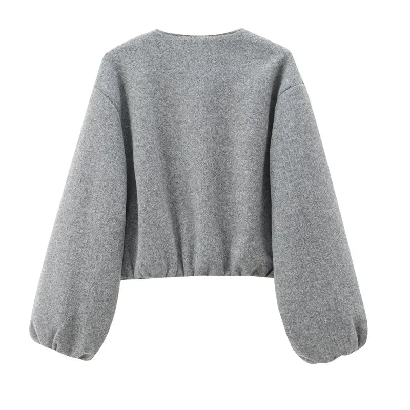 Damen Jacke Locker Geschnitten Reißverschluss Vorne