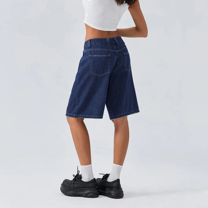 Damen Bermuda Shorts Loose Fit Jeans Bequem