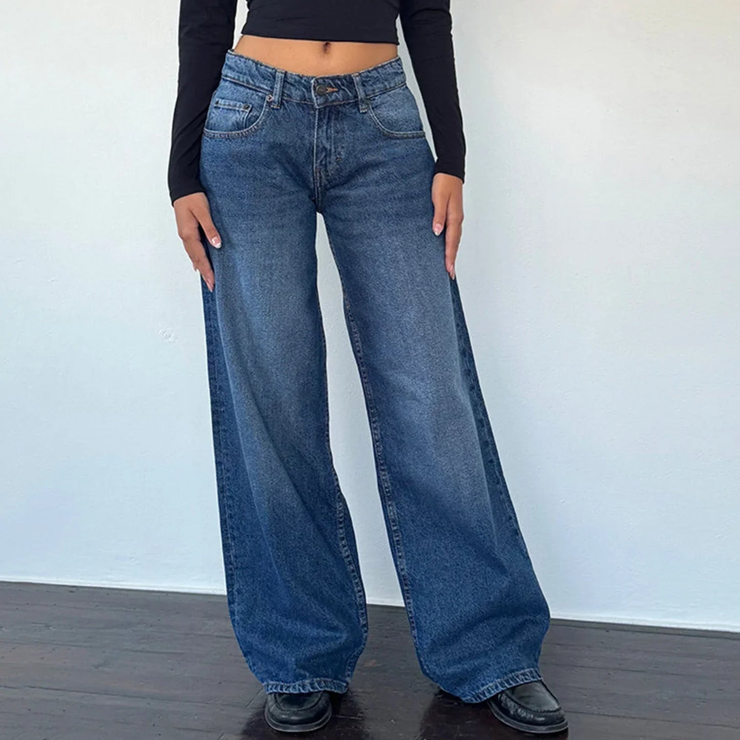 Damen Jeans Weitbein Helle Vintage Jeans