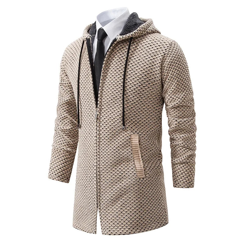 Herren Langmantel mit Kapuze Warm Wasserabweisend
