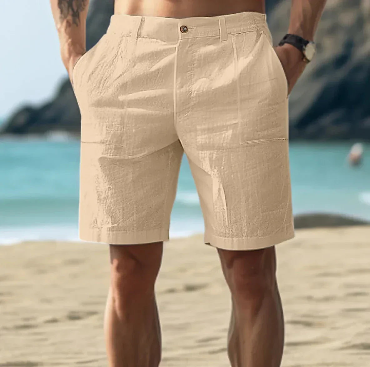 Bequeme Herren Leinen Shorts Sommer Freizeit