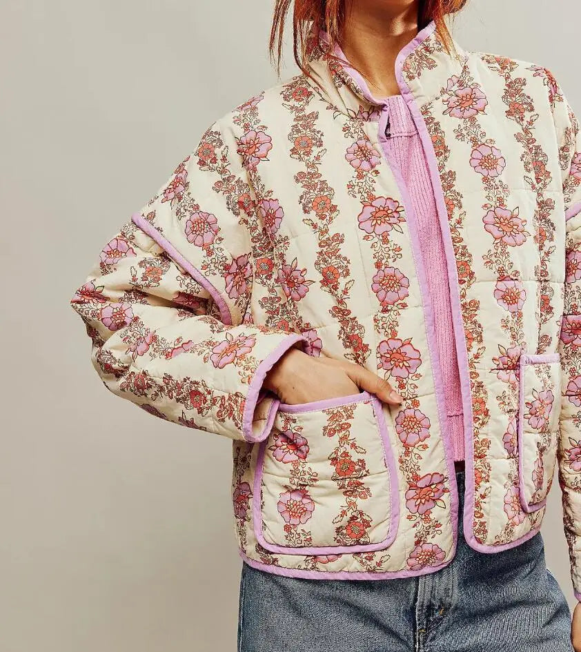 Damen Übergangsjacke Steppjacke mit Print Damenjacke - BerlinGlamour