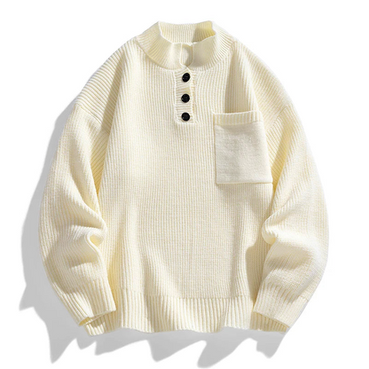 Herren Strickpullover Winter Warm Mit Knöpfen