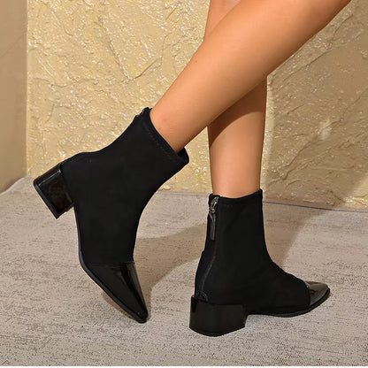 Damen Winter Stiefel Mit Blockabsatz Schwarz