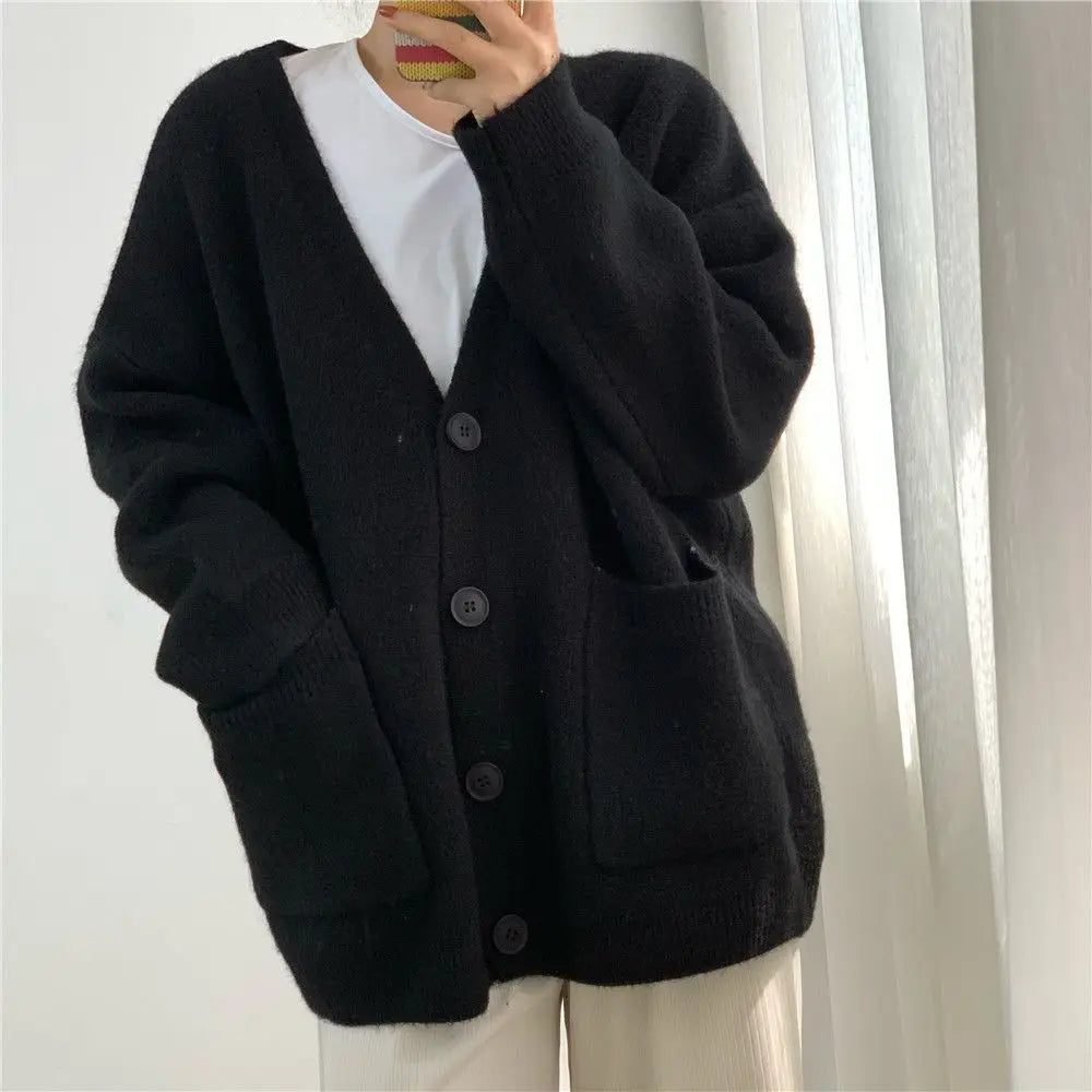 Frauen Strickjacke Klassisch Zeitlos mit Knöpfen