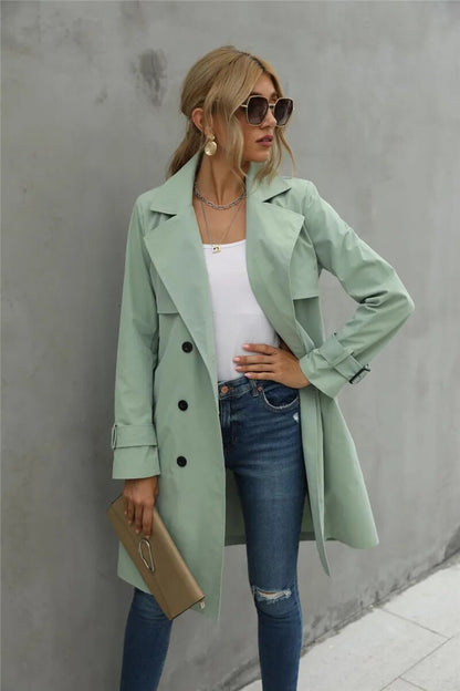 Schmale Damen Trenchcoat Stilvoll Wasserfest