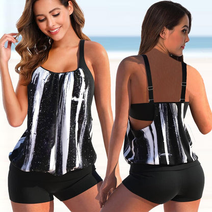 Badeanzug Tankini Set Zweifarbig Sommerlich