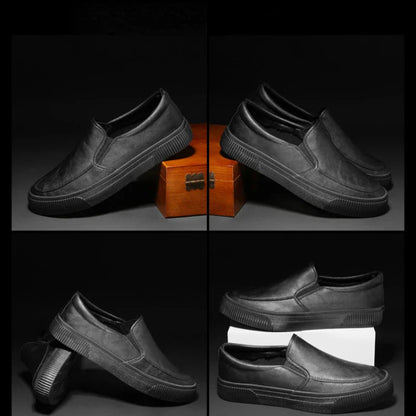 Herren Leder-Slipper Elegante Schwarz