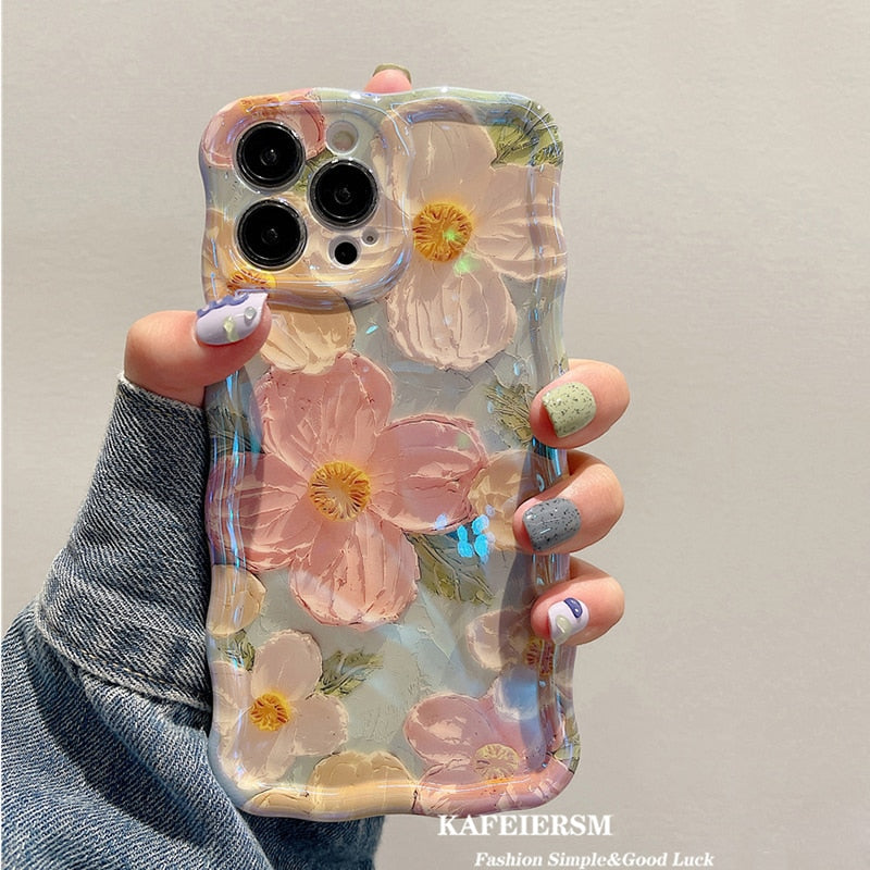 Blumen iPhone Hülle Floral Muster Glitter Frauen