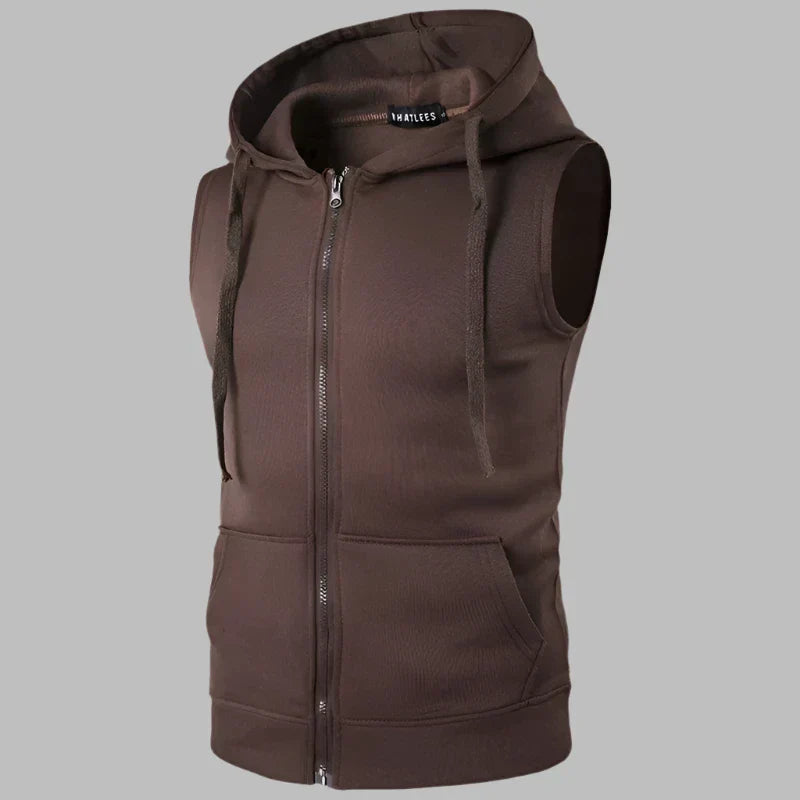 Herren Pullover Kapuzenpullover Ärmellos mit Reißverschluss
