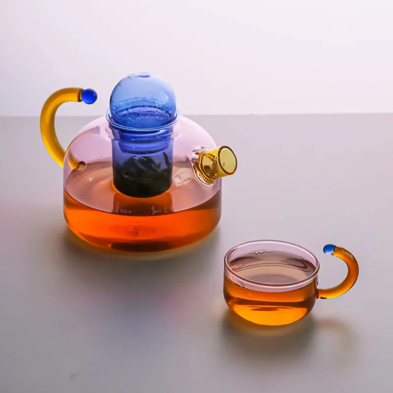 Glas Teeset Kontrast Farben Modern