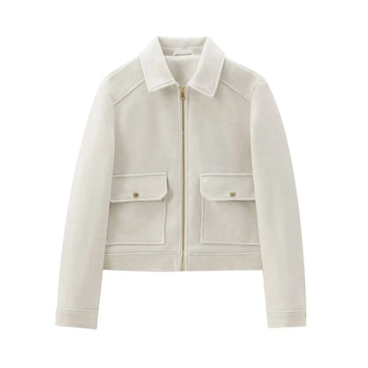 Damen Freizeitjacke Reißverschluss Wollmix Warm