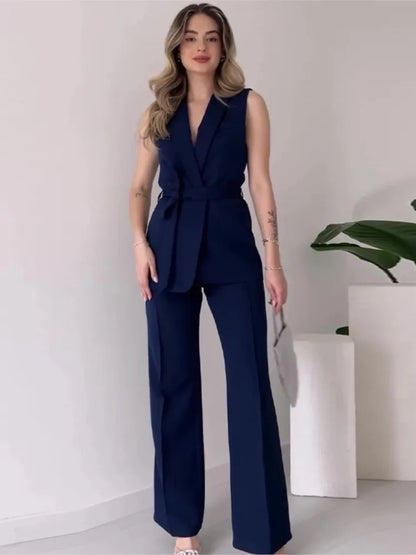 Ärmelloser Blazer Anzug Damen Taillierte Passform Wickelblazer Modern