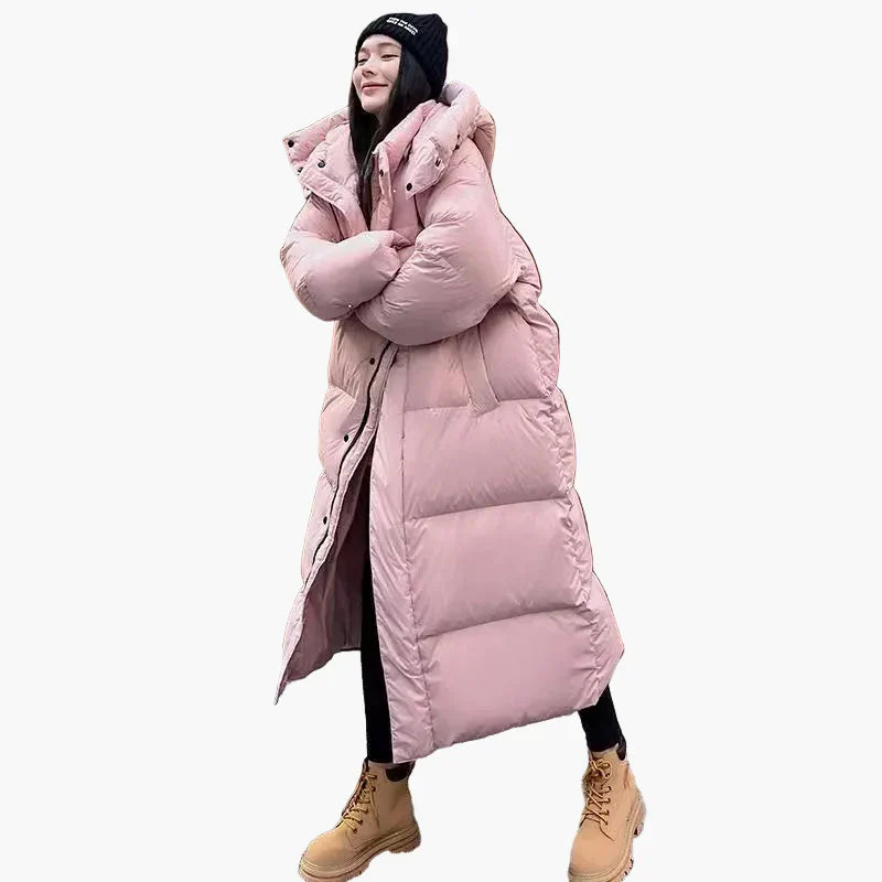 Damen Puffermantel Lang Kapuzen Oversized Winter Mantel - BerlinGlamour