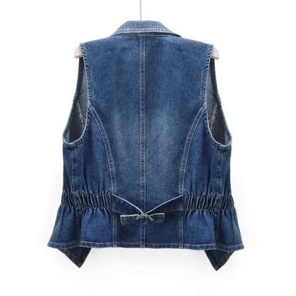 Damen Jeansweste Klassisch Freizeit Modern