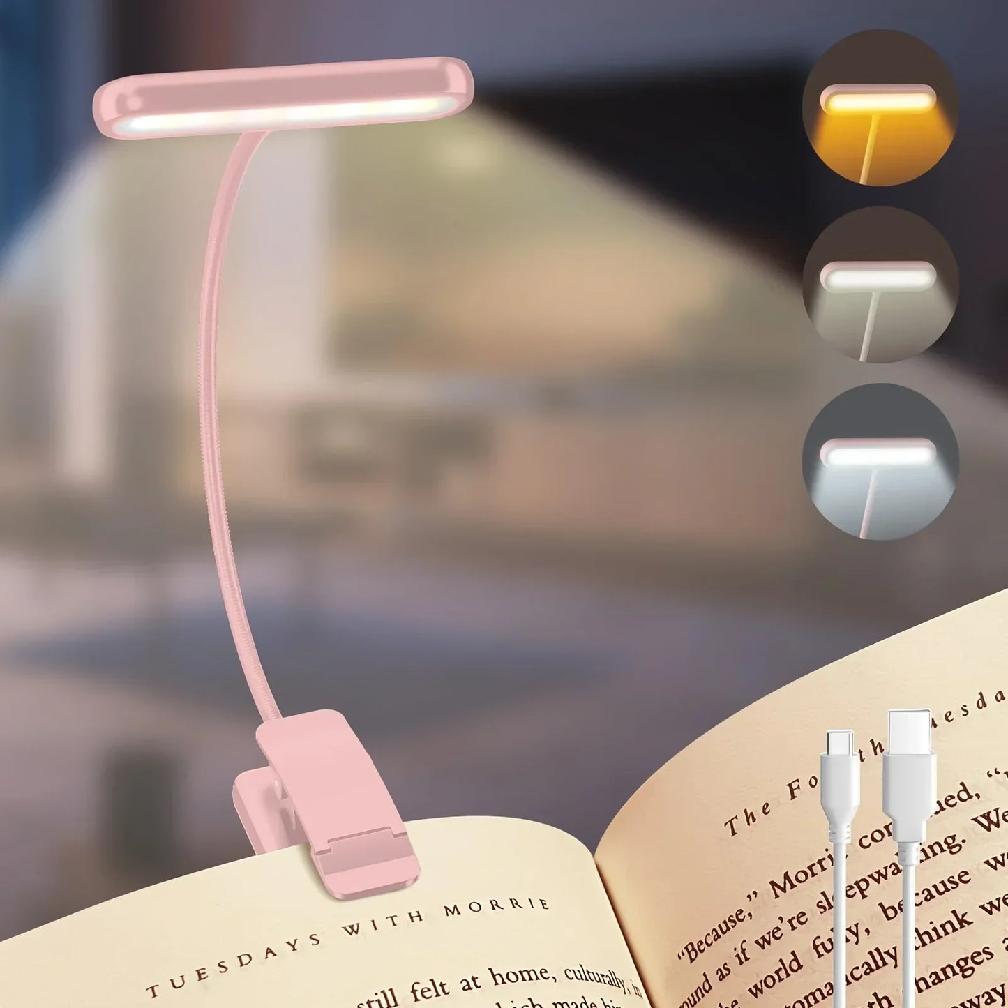 LED Leselampe Dimmbar USB Wiederaufladbar Flexiarm