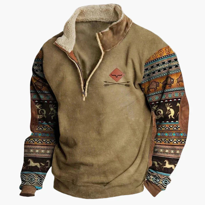 Western Style Pullover Azteken Muster Bequem
